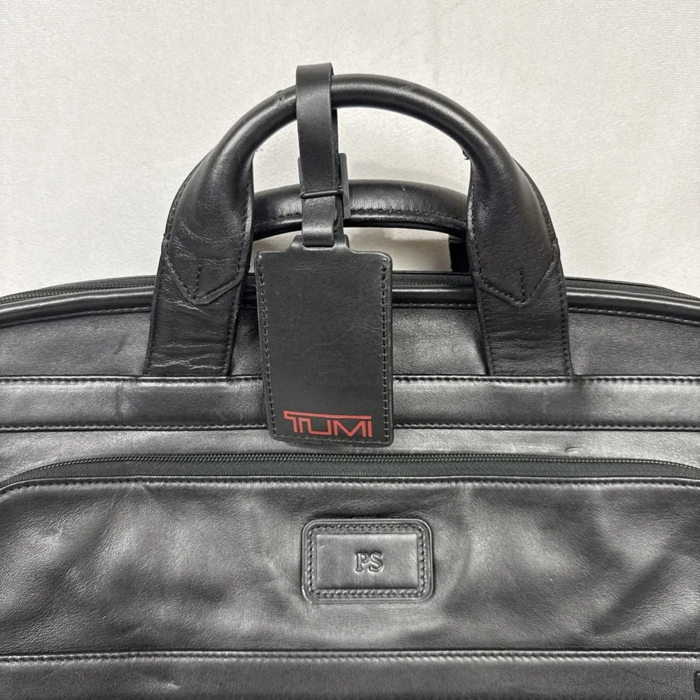 TUMI‎ Briefcase Leather Black Laptop Bag Business Travel Computer 96111DH